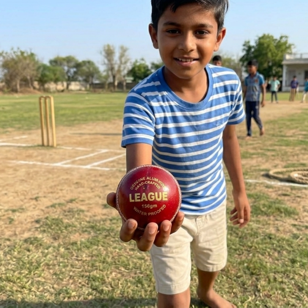 SF "League" Leather Cricket Ball Handmade Premium - Image 4